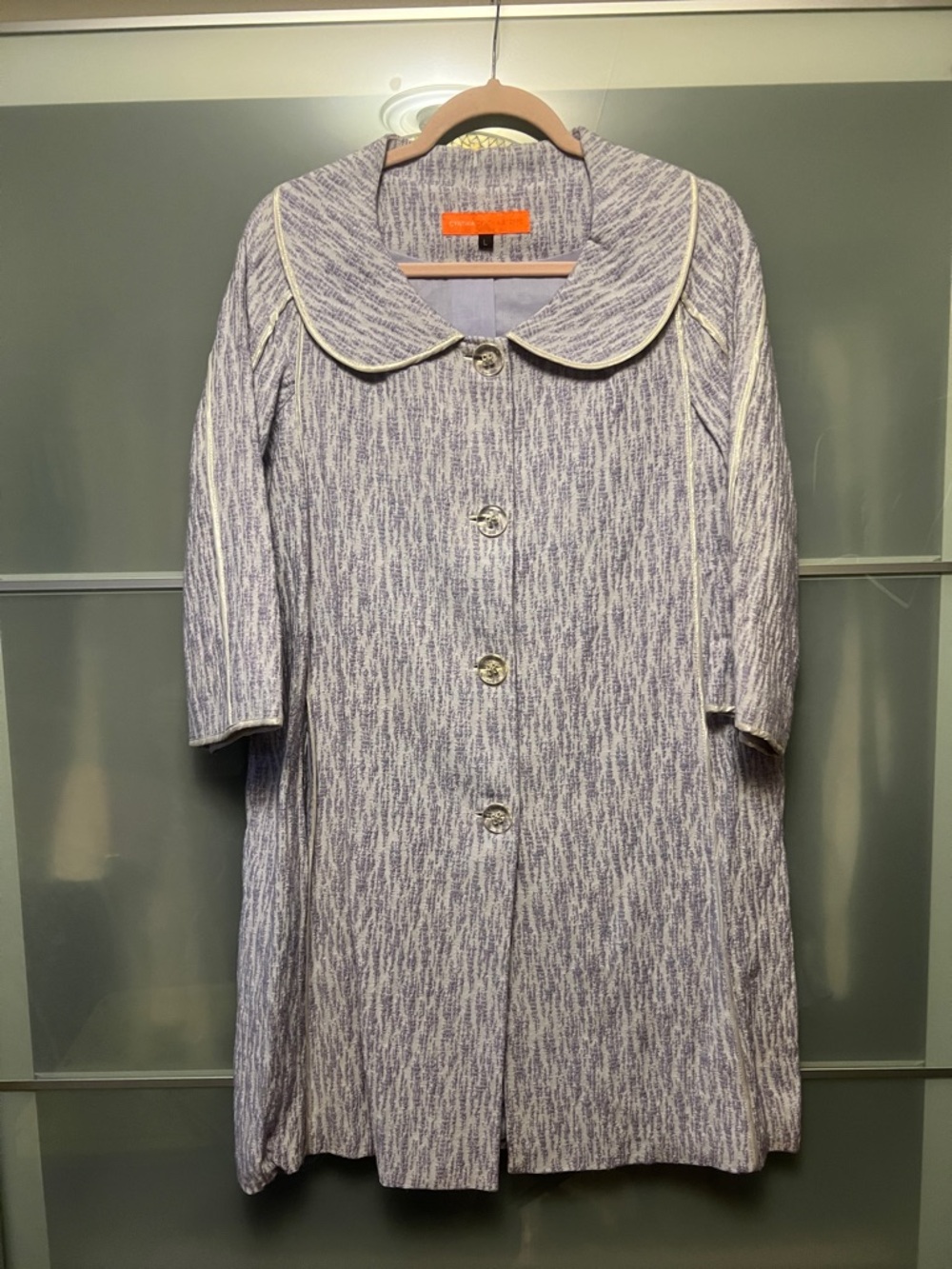 Cynthia Steffe Lavender & White Textured Coat with Peter Pan Collar